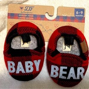 Dearfoams Baby Bear Slippers Buffalo Plaid Bear 6-9 months